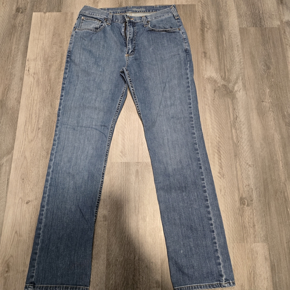 Carhartt Blue Denim Relaxed Jeans Mens 34×34